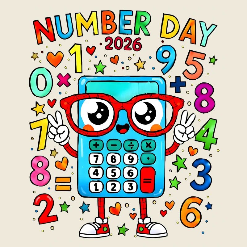 Numeral Day 2026 Taschenrechner Maskottchen