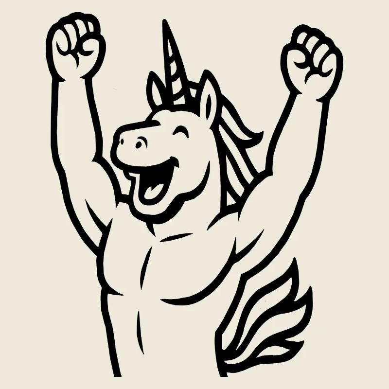 Minimal Line Art Unicorn Mascot Black Outline