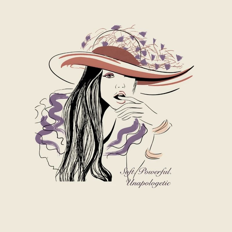 Déclaration de Dame élégante au chapeau Noir-Violet