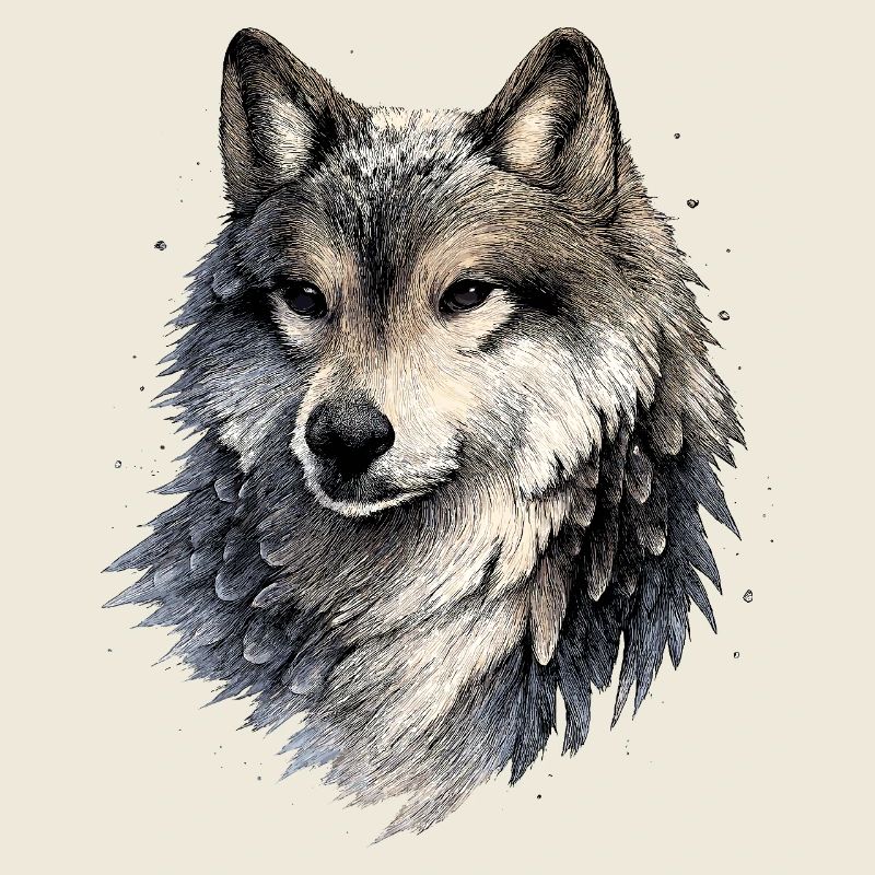 Nebelwolf im Aquarellstil