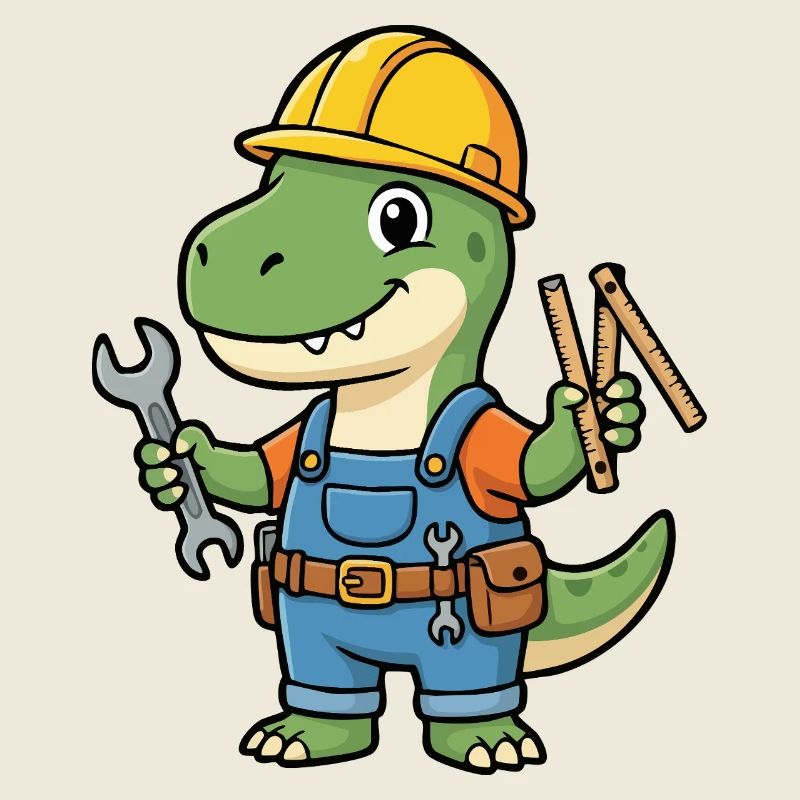 Dino Bauarbeiter mit Werkzeugen
