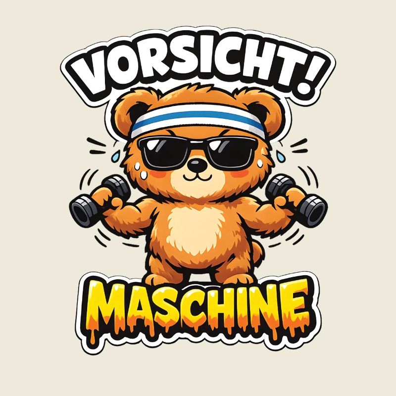 Caution Machine Bear with Dumbbells