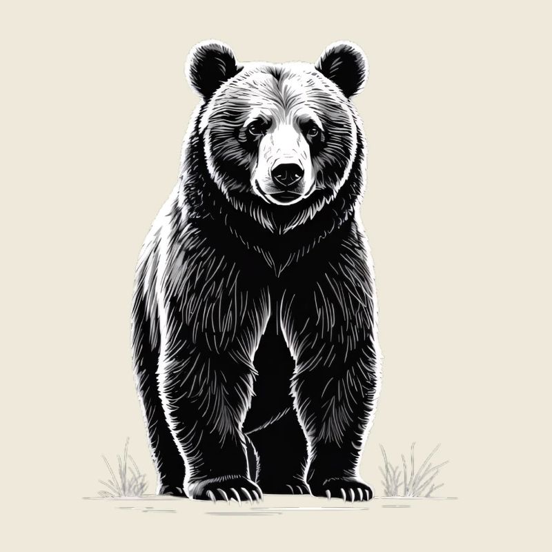Schwarz-Weiß Bärenillustration