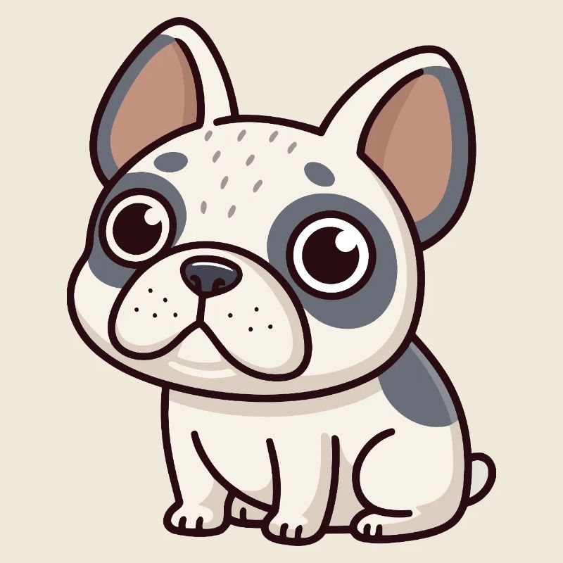 White and Grey Cartoon Bulldog