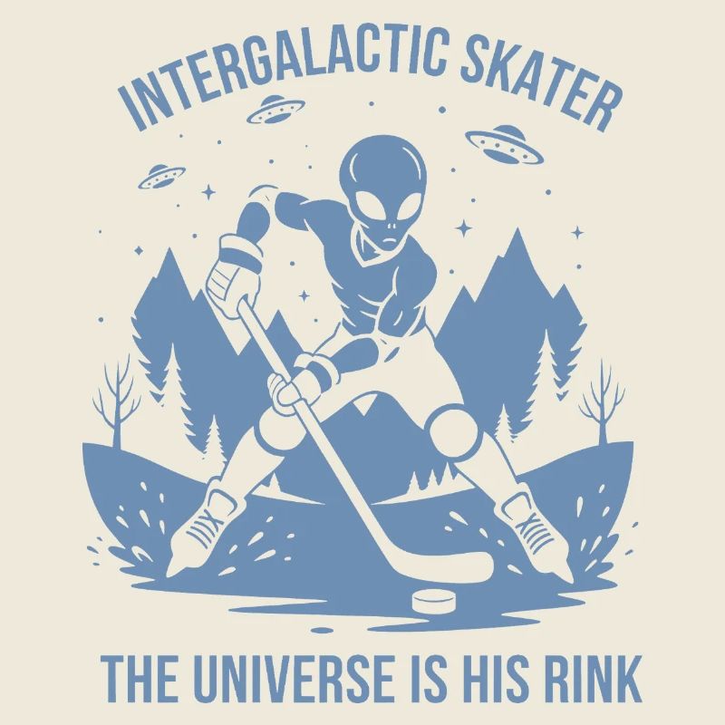 Außerirdische Eishockeyspieler UFO Silhouette Desi