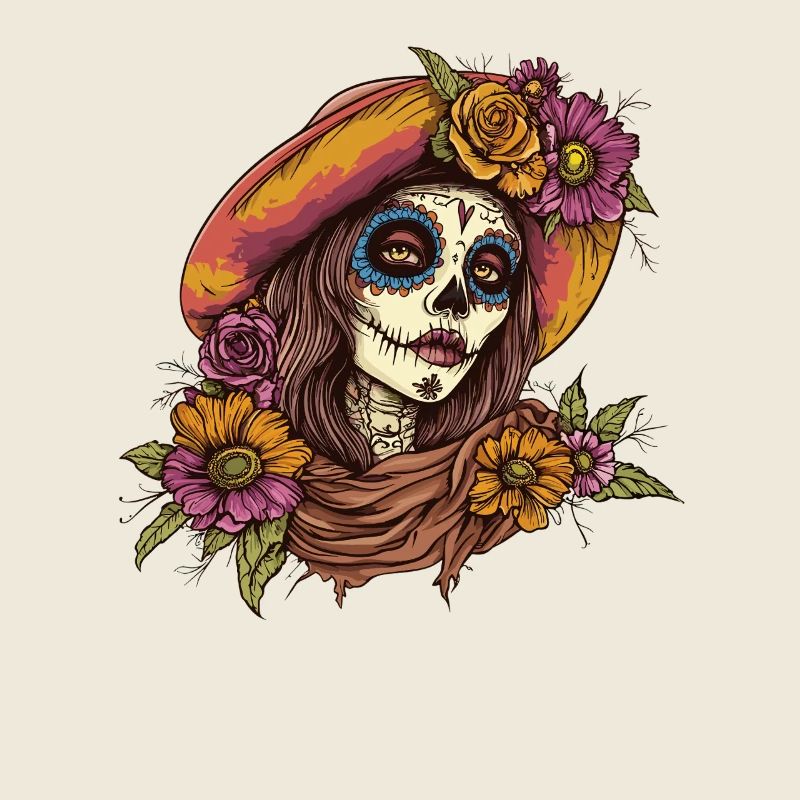 Dia de Muertos Blumenhut Portrait