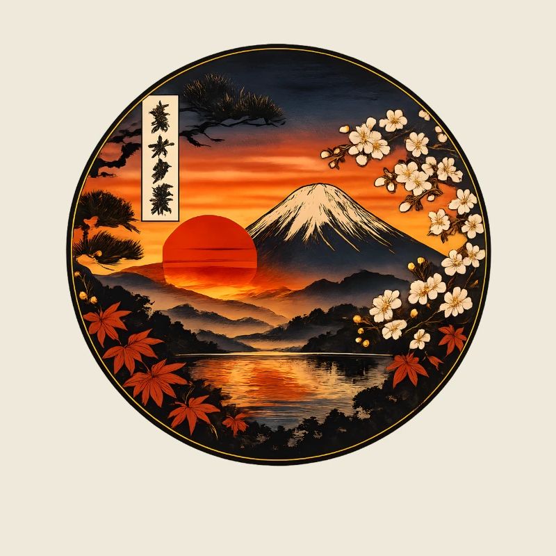 Fuji Evening Japan Sunset at the Lake 富士