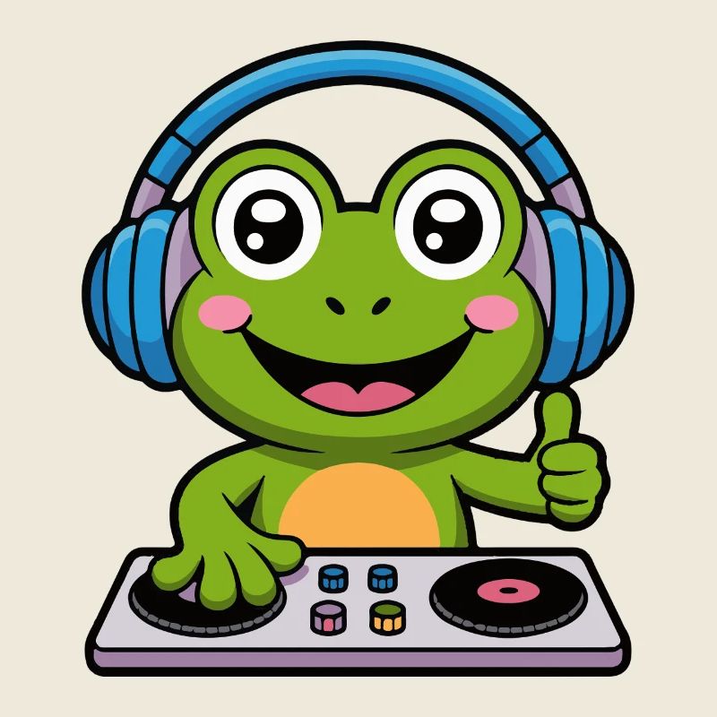Frosch DJ mit Kopfhörern