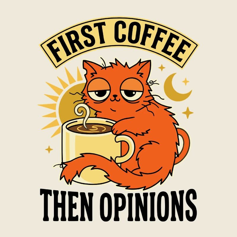 D’abord le café puis les opinions chat endormi mignon, drôle