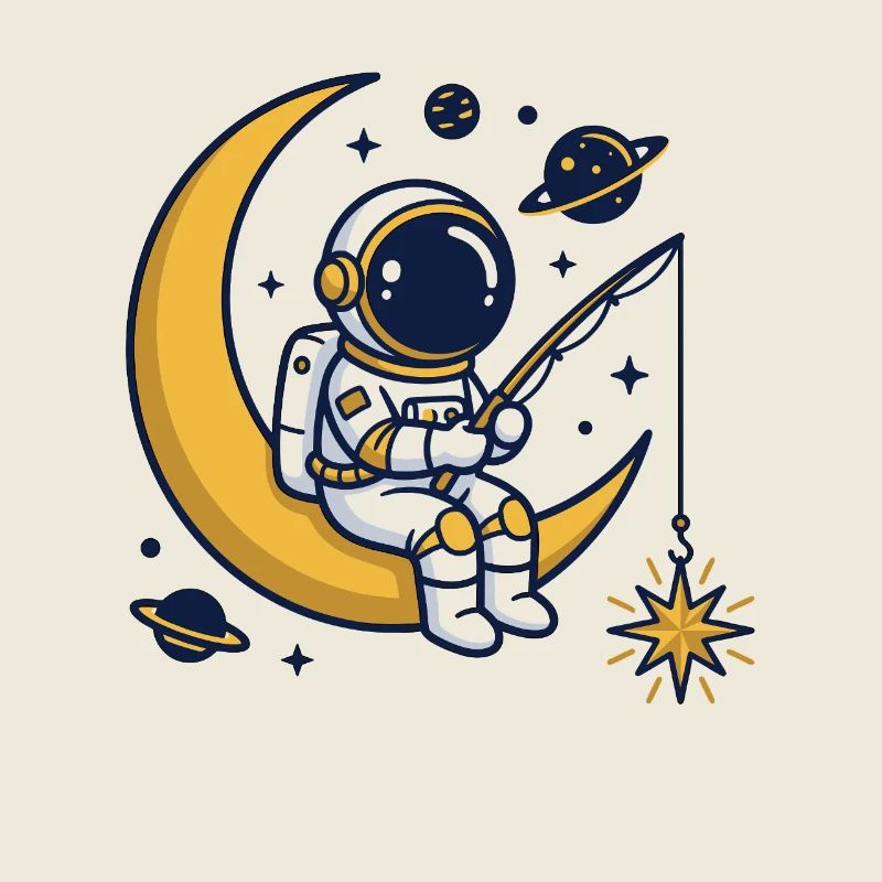Astronaut angelt nach Sternen: Weltraumträumer-Geschenk