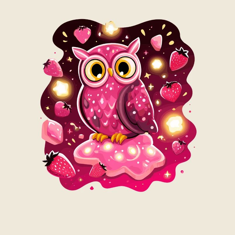 Pink Eule Erdbeerzauber