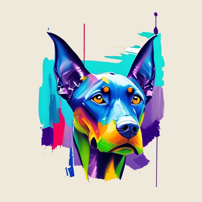 Buntes Dobermann-Pinscher Pop-Art-Porträt