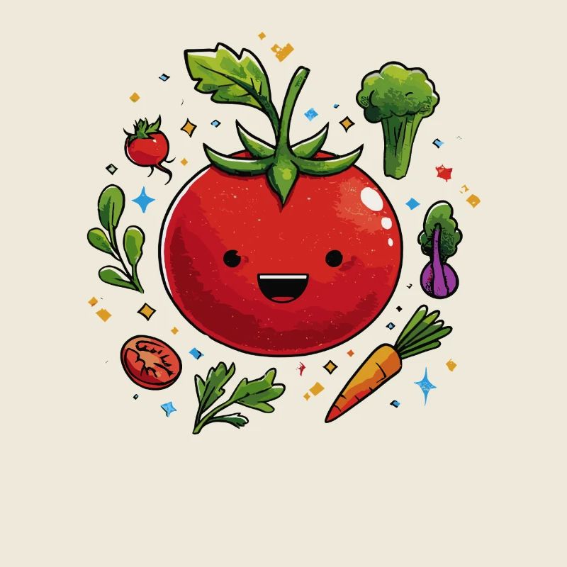Happy tomato in the vegetable circle