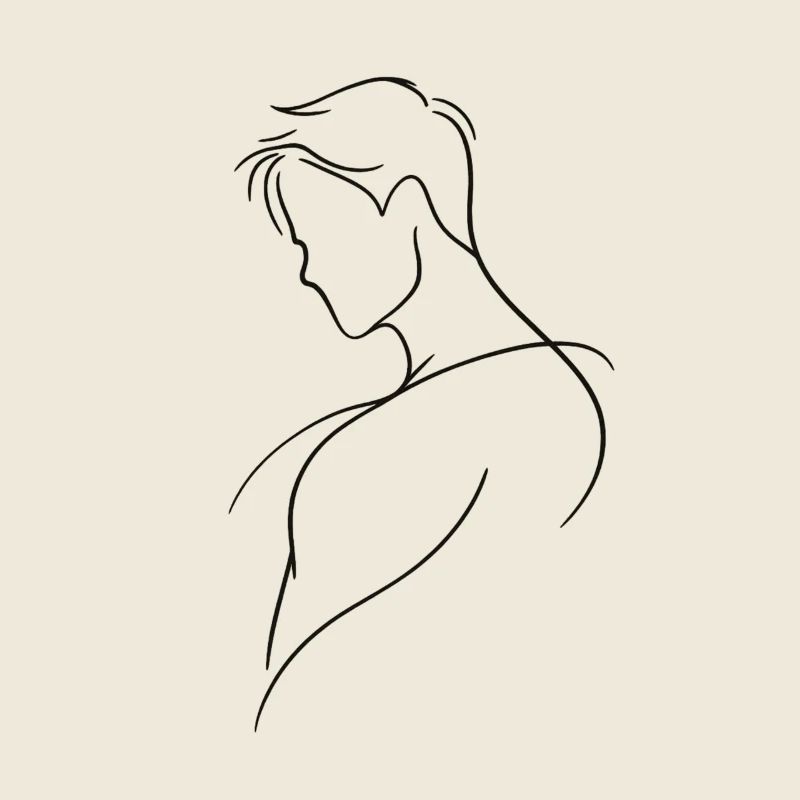 Silhouette masculine silencieuse dans une ligne fluide minimale