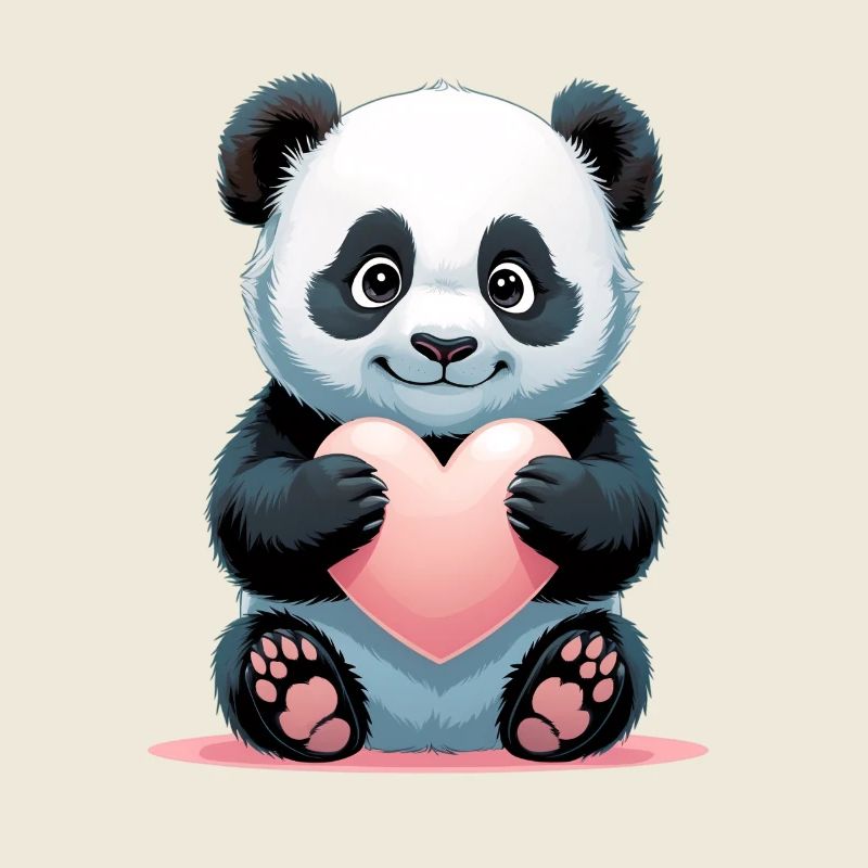 Tablette de cœur de panda