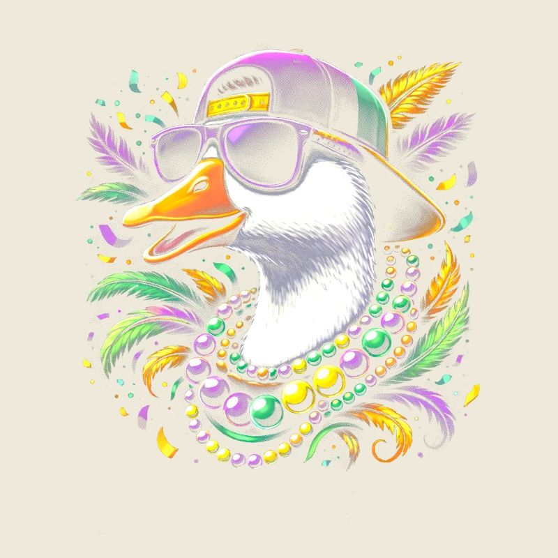 Oie hipster avec collier de perles Mardi Gras