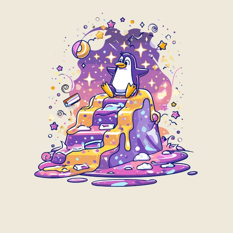 Penguin on star steps
