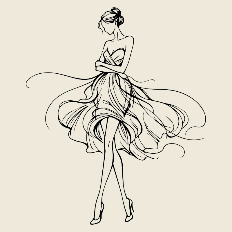 Fließende Silhouette im Abendkleid