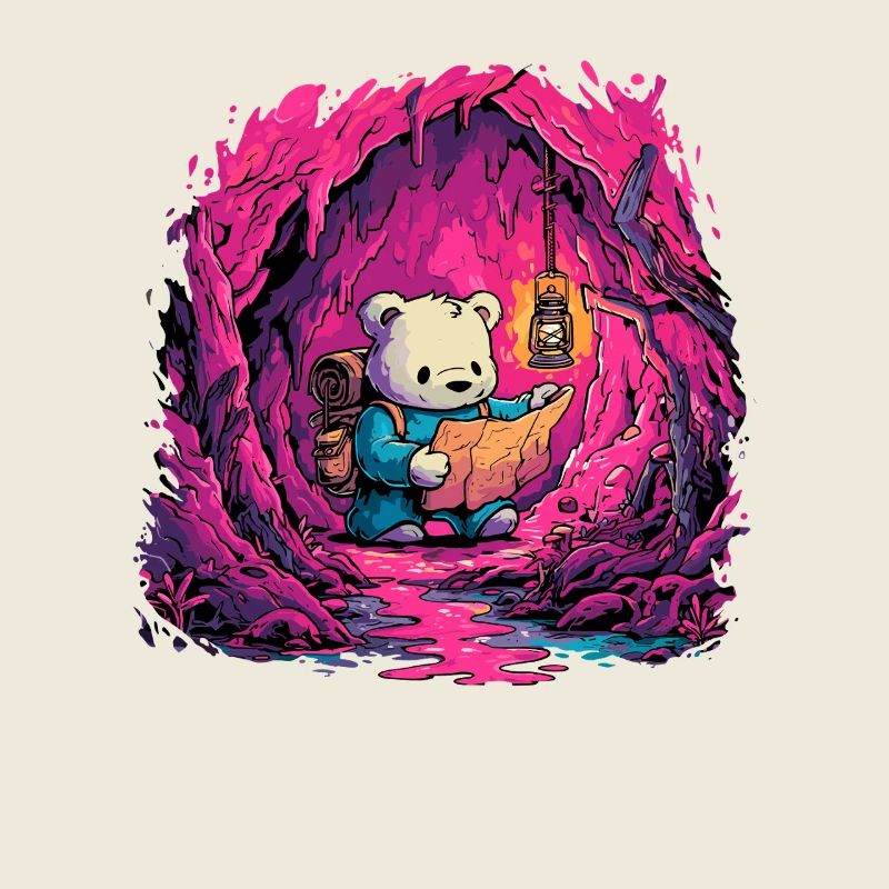 Panda dans la lumière rose de la grotte