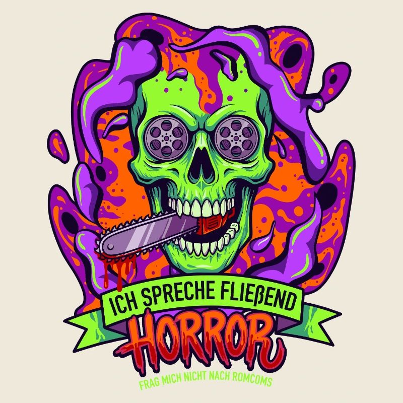 Neon Skull Horror with Tentacles