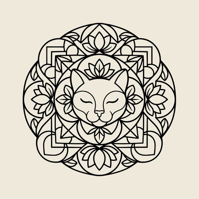 Mandala de chat avec ornementation harmonieuse