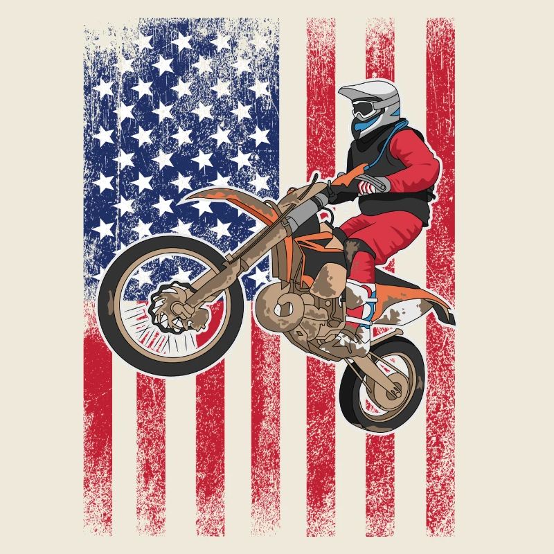 Dirt Biking USA Flag 
