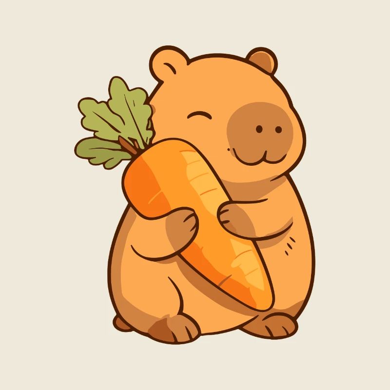 Capybara with carrot – relaxed & cute