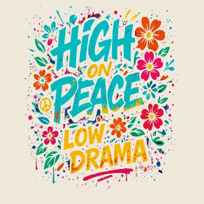 high on peace, low drama spruch