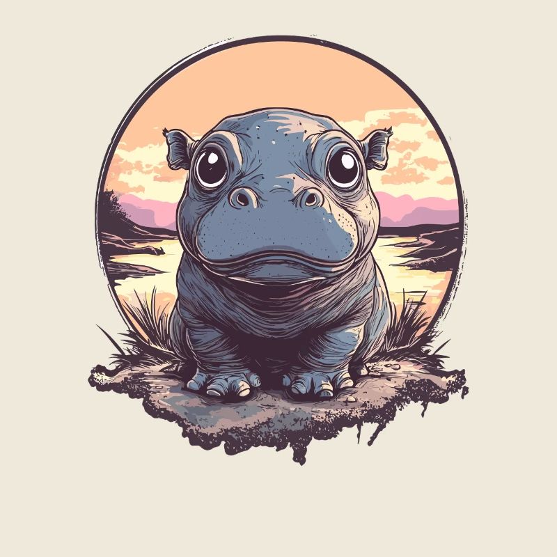 Illustration de l’hippopotame au coucher du soleil