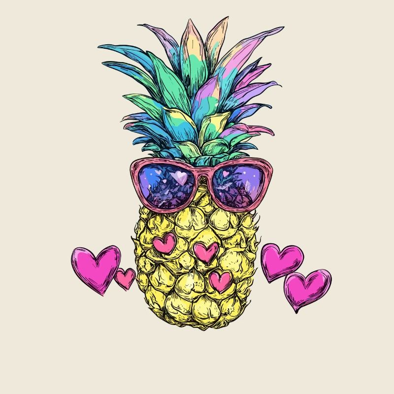 Bunte Ananas mit Sonnenbrille
