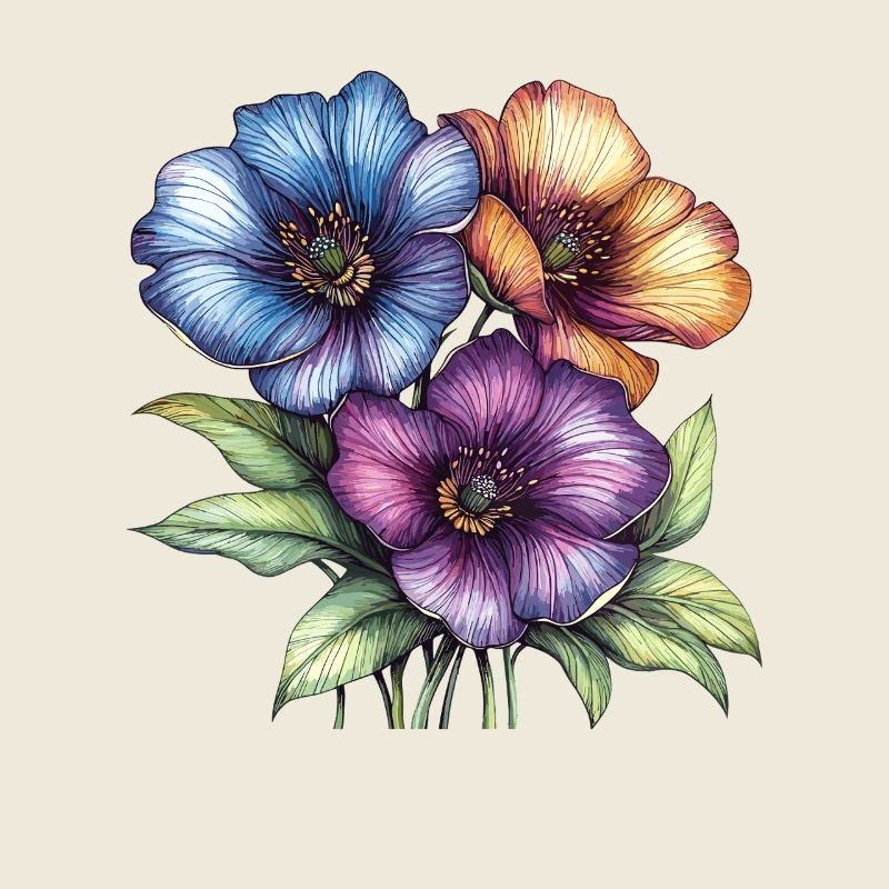Colourful Flowers Trio
