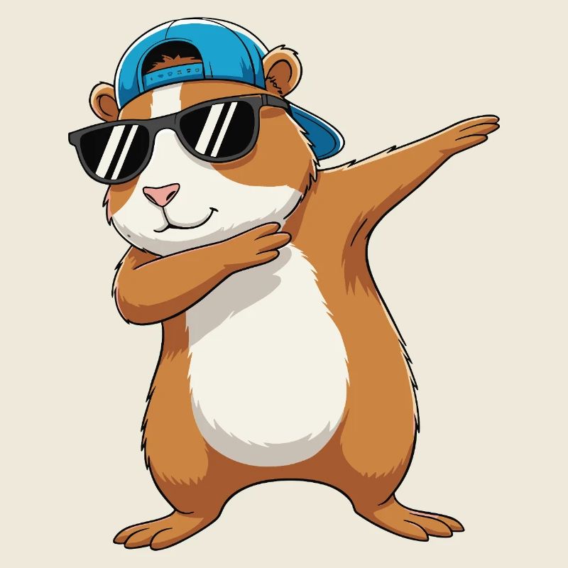 Dessin animé de lunettes de soleil cobaye à tapoter cool