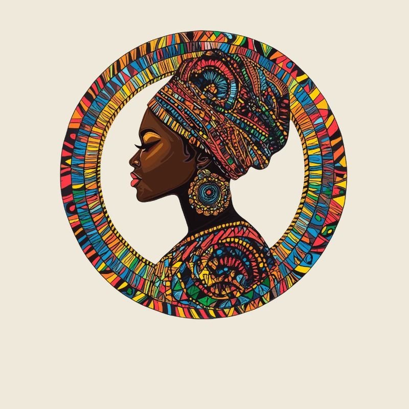 African Color Silhouette in Circle