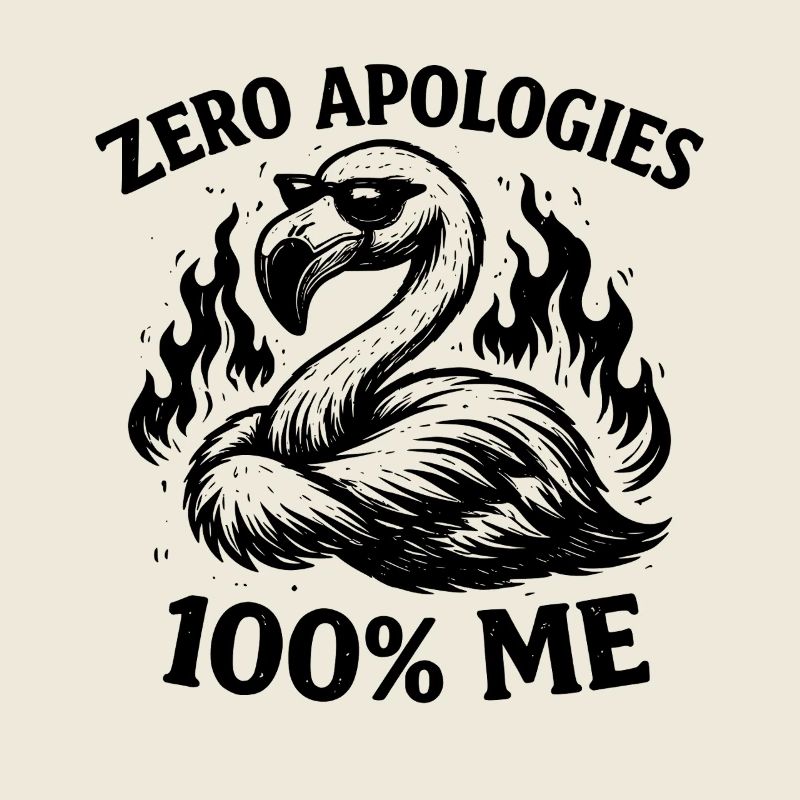 Zero Apologies 100% Me Flamingo Funny Sassy