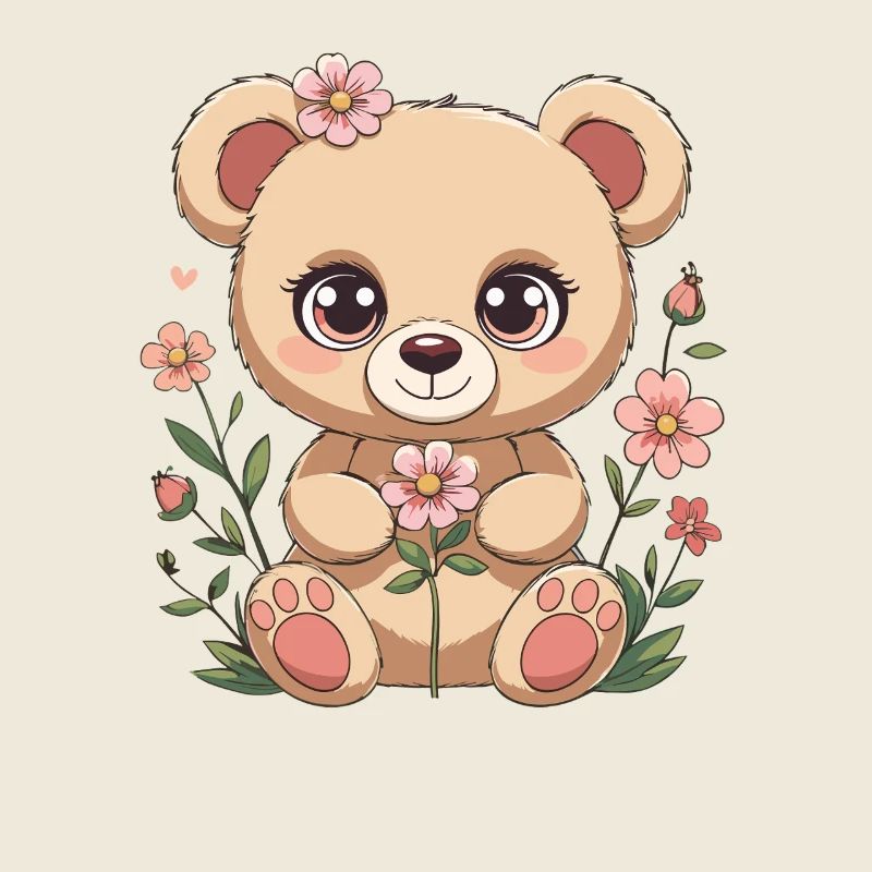 Ours en peluche avec des fleurs