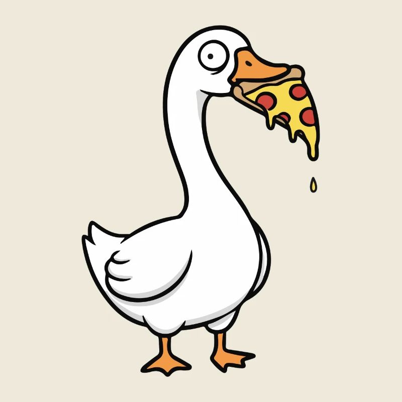 Une oie stupide vole la pizza