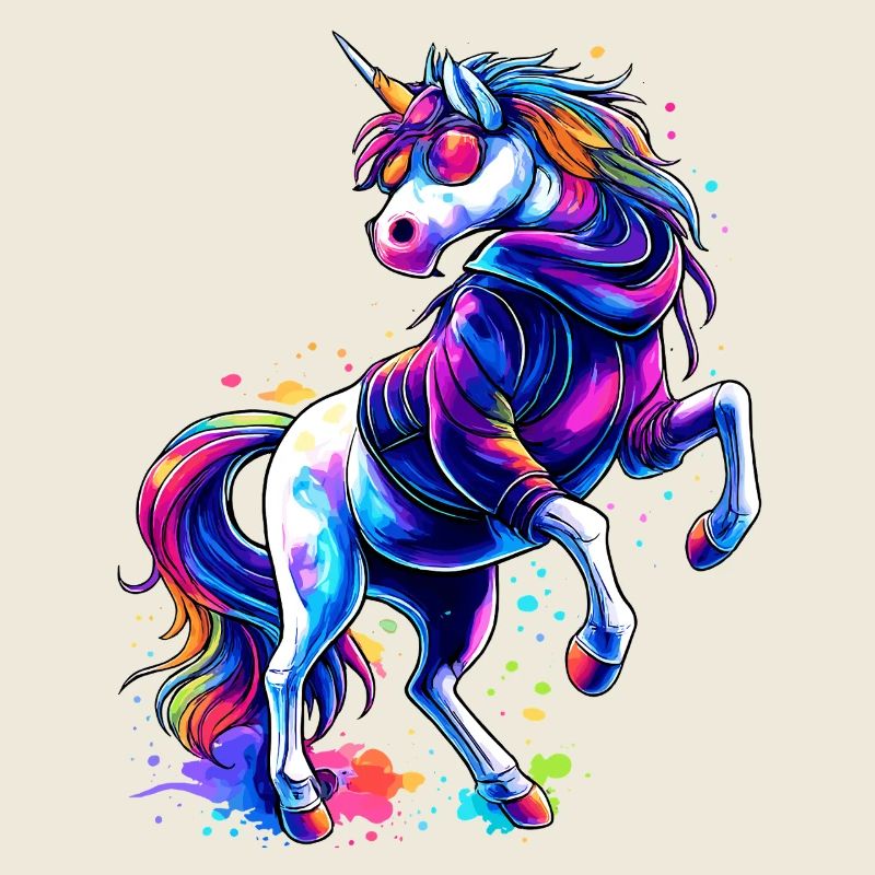 Rainbow Einhorn mit Hoodie & Sonnenbrille