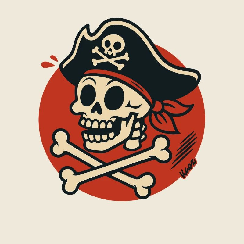 Pirate skull with bone