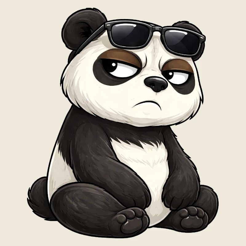 Dessin animé de panda cool avec des lunettes de soleil sombre