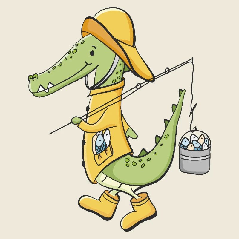 Pêcheur crocodile au pelage jaune