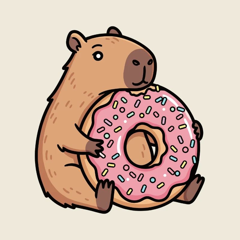 Capybara mit Donut süßes Relax Tiermotiv
