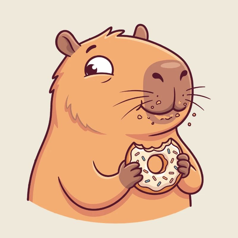 Capybara with donut funny cute animal motif