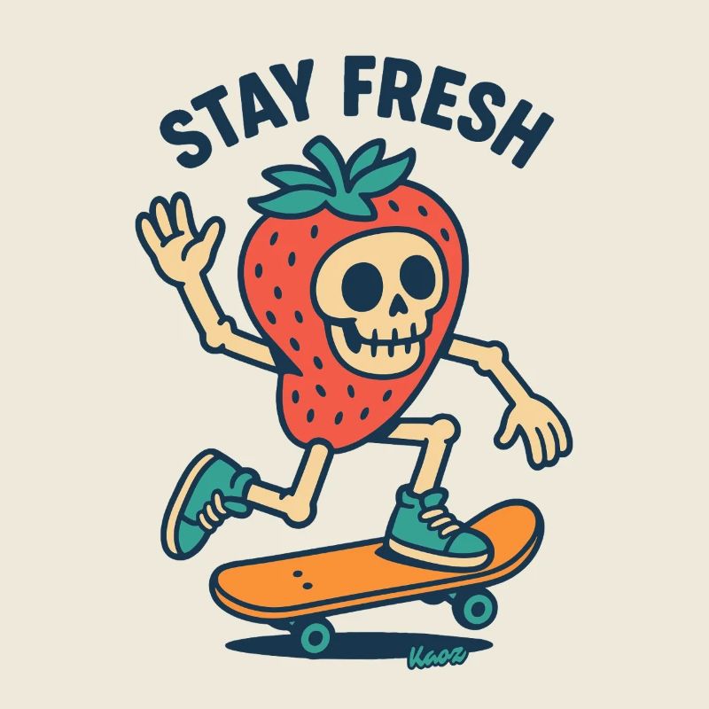 Crâne de fraise sur skateboard
