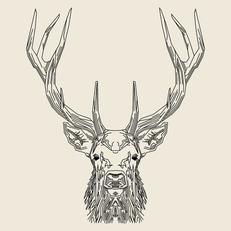 Tech Deer – Geometrischer Hirsch in Schwarz