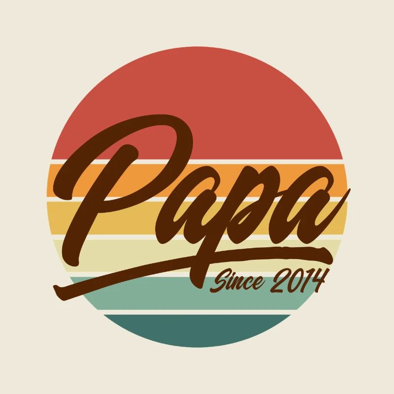 Papa seit 2014 Retro Sunset Vintage Vaterschaft