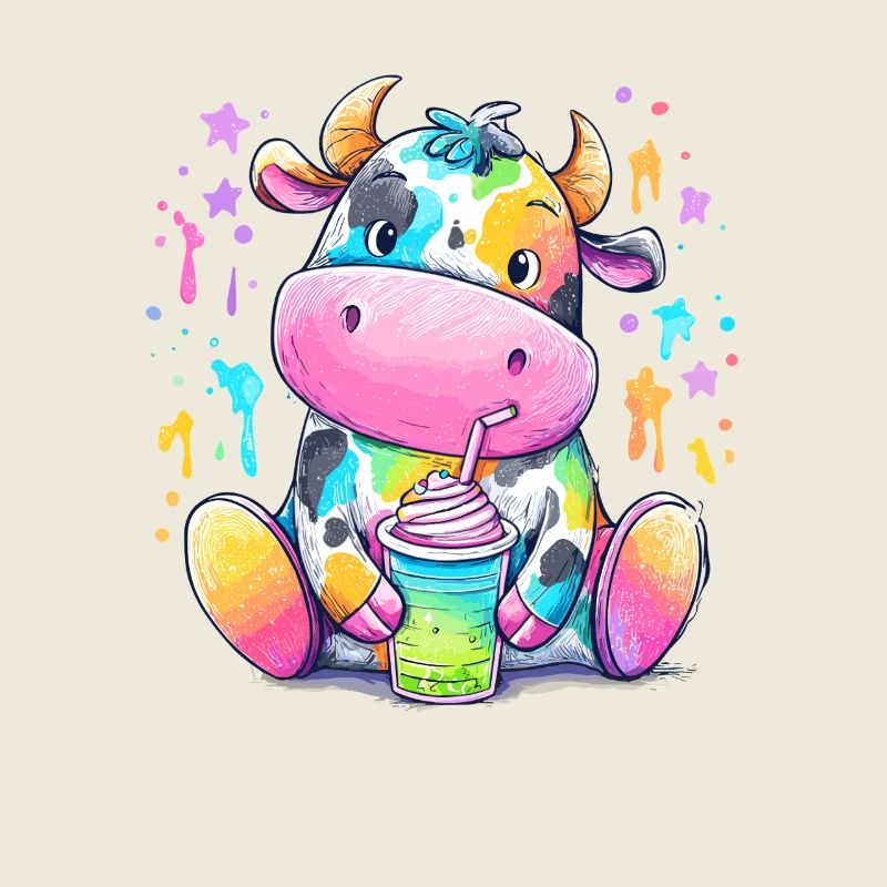 Regenbogen Kuh mit Milchshake