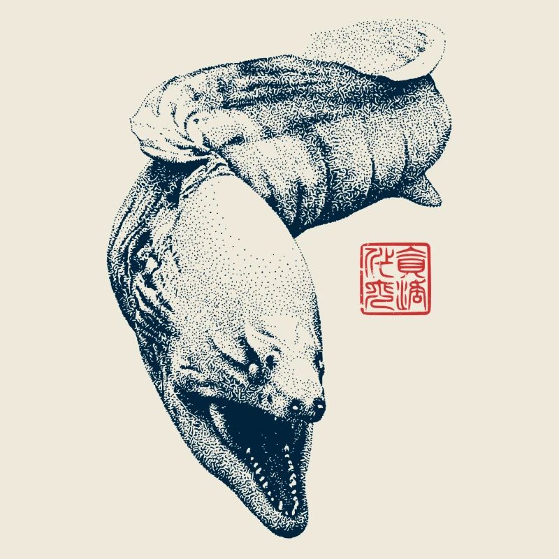 Moray eel with kanji stamp