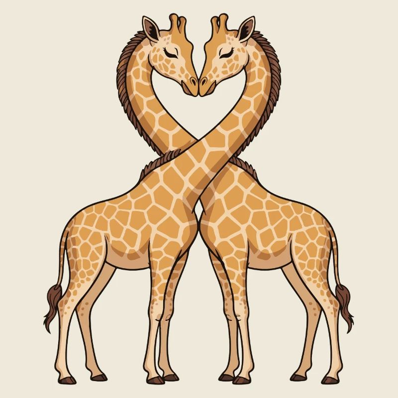 Duo girafe en forme de cœur