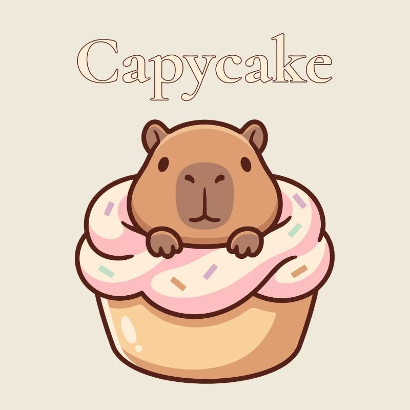 Capybara capybara dans un motif sucré de cupcake