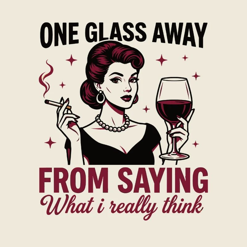 One Glass Away – Ehrlicher Wein Spruch